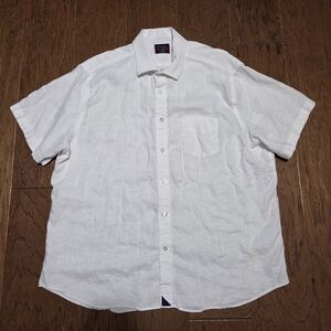 UNTUCKit Relaxed Fit Linen Shirt Large Wrinkle Free Button Up White